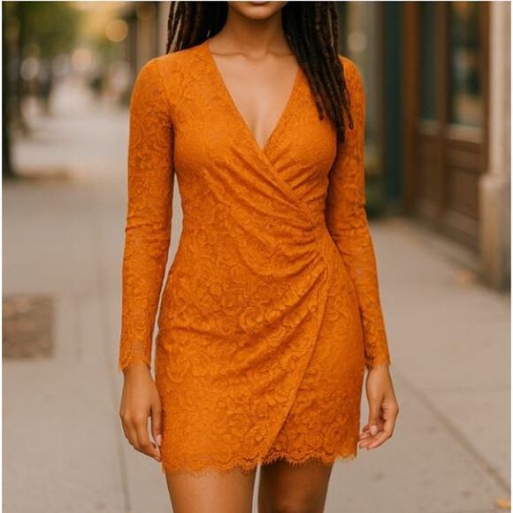 NWT FREE PEOPLE bohemian Pearl Lace Faux Wrap Spanish Chestnut Brown Sz Small - Picture 1 of 9